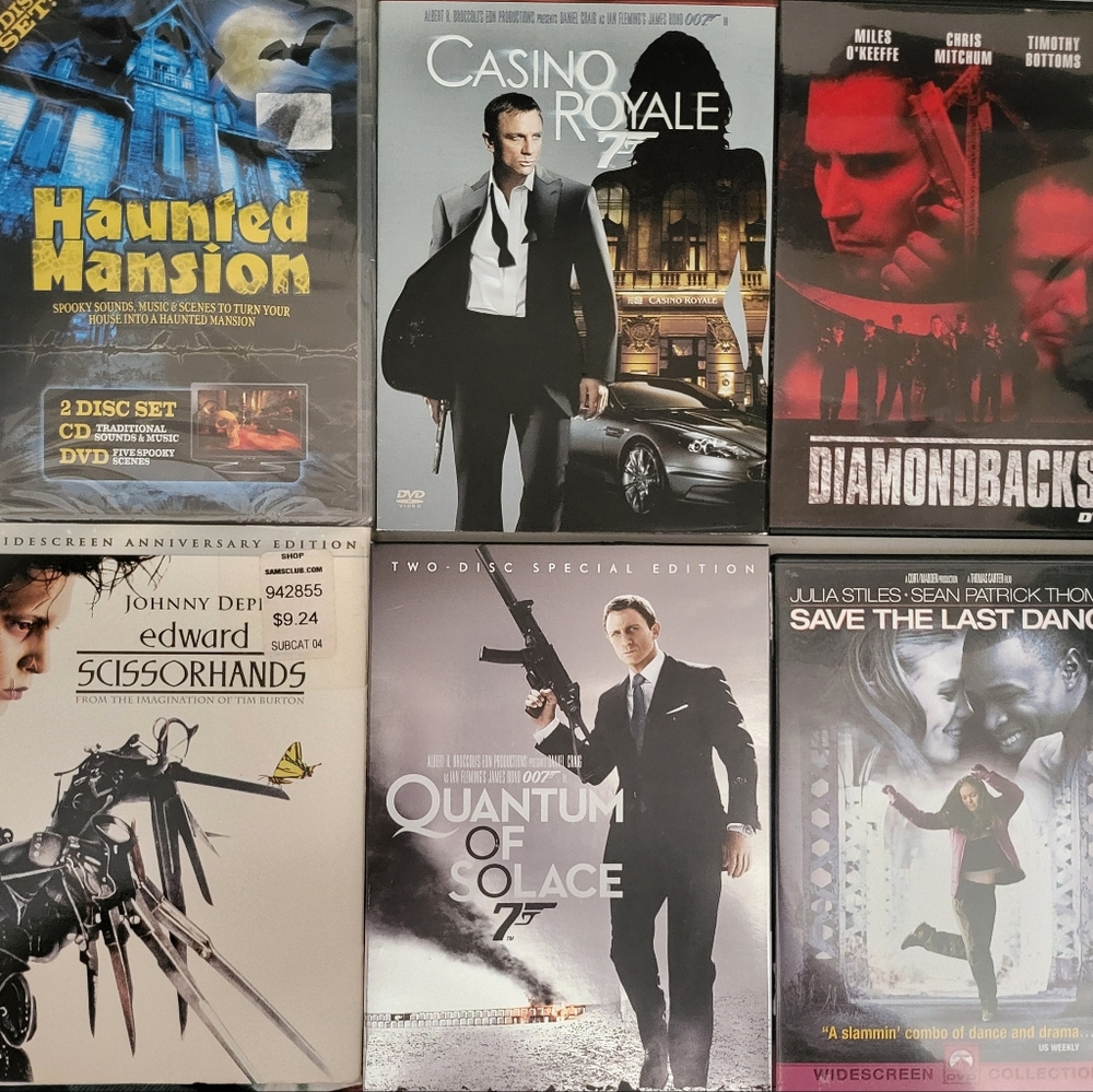 6 DVDs, including James Bond